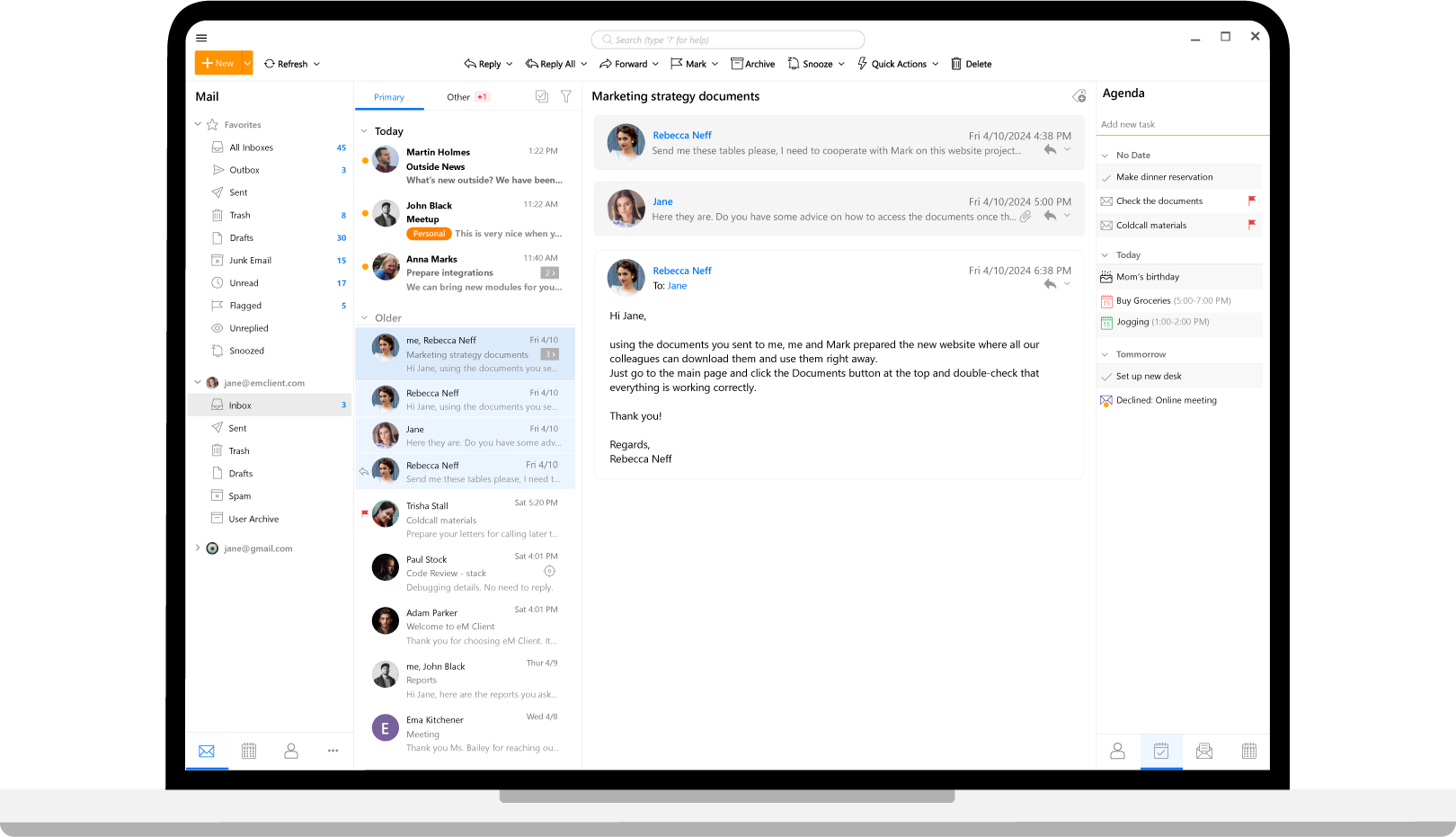 eM Client Windows 版介面預覽