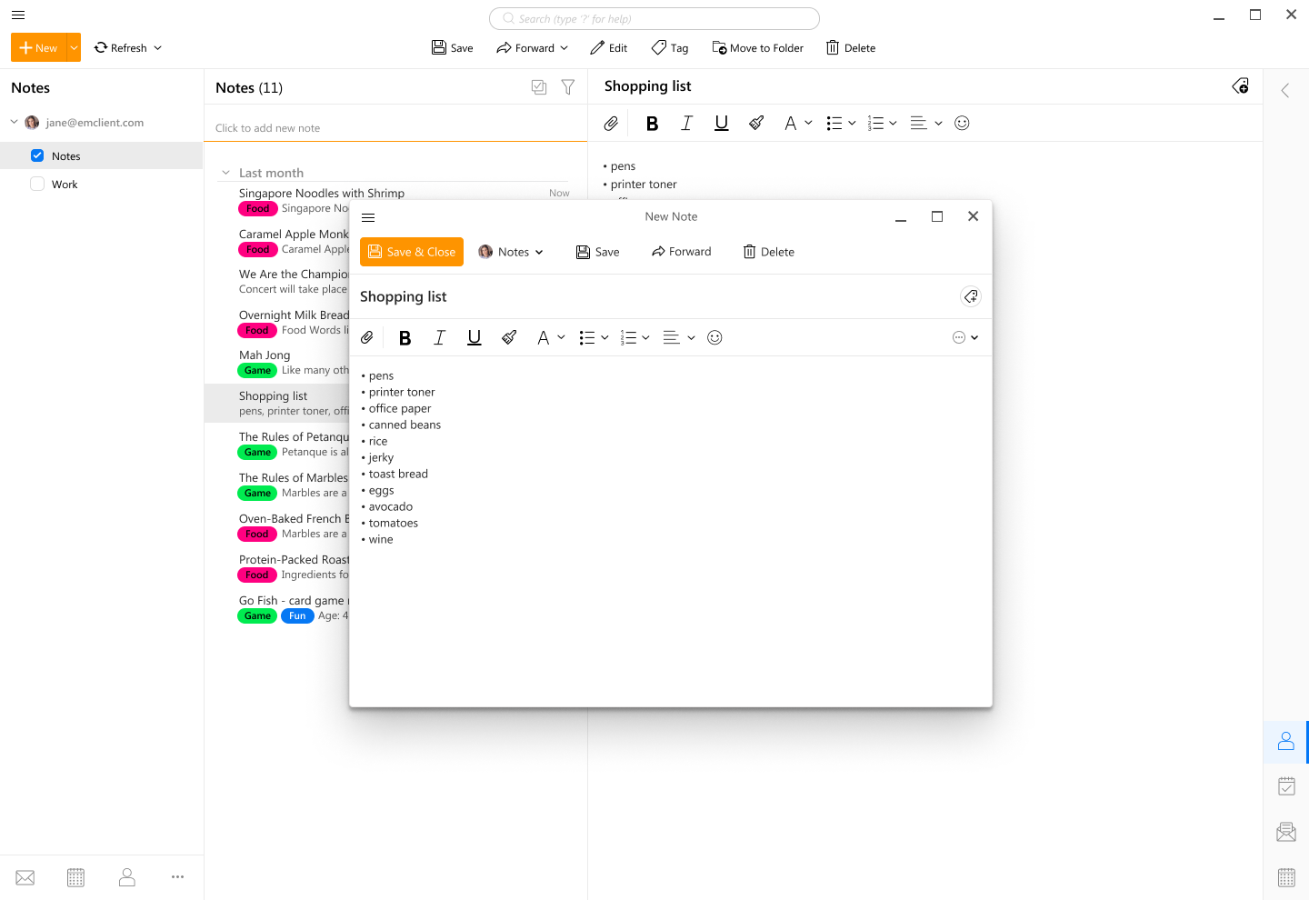 eM Client 筆記介面 2